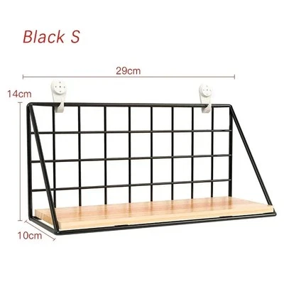 Estantes de pared sin taladrar estante colgante de madera para sala de estar Foto 1 de 4