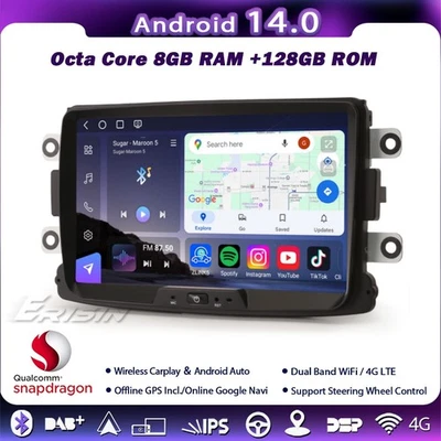 128G 8-Kern Android 14 Autoradio Carplay Dacia Logan Lodgy Duster Sandero Dokker - Bild 1 von 4