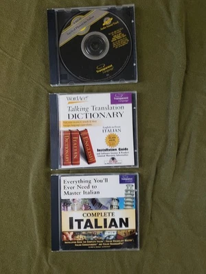 Lote de 3 discos ITALIANO - Lengua transparente - 1 CD frases italianas - 2 ea italiano tutor CD ROM Foto 1 de 4