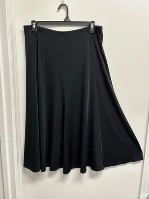 Falda Easywear Chico's Maxi Talla XL Negra Sólida Tejida Elástica Foto 1 de 4