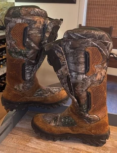 Rocky BOA Waterproof Snake Boots Mens Sz. 10 W Brown Leather Camo 16”/SEE-DETAIL - Picture 1 of 24