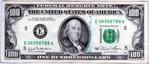 Very Rare Partial LADDER 1981 $100 Hundred Dollar Bill FRBN (FRN) Vintage - R035 - Picture 1 of 3