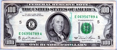 Very Rare Partial LADDER 1981 $100 Hundred Dollar Bill FRBN (FRN) Vintage - R035 - Image 1 of 3