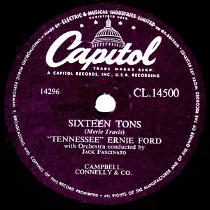 CLASSIC 1955 UK #1 TENNESSEE ERNIE FORD 78 SIXTEEN TONS CAPITOL CL14500 E- - Foto 1 di 1