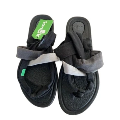Sanuk Black Grey Yoga Sling 3 Women's Sandal Size 7 NEW Comfort Beach Vacation - Image 1 of 4