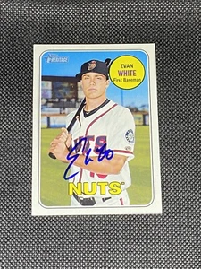 Tarjeta Topps Heritage Minors Evan White Modesto 2018 firmada automática #146 ~ Certificado de autenticidad - Imagen 1 de 3