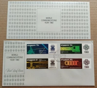 Singapore 1983 World Communication Year 4v Stamp FDC 新加坡4全邮票首日封 --- 世界通讯年 - Image 1 of 4