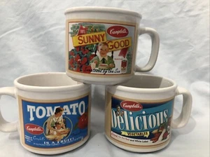 3 Campbell's Soup Mugs 2005 Houston Harvest Tomatoes Vegetables Sunny Good - Picture 1 of 20