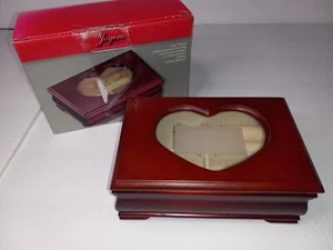 King Wood Co Limited Wooden Jewelry Box w/ 3 Compartments, Ring Rolls 7"×5"×3" - Picture 1 of 7