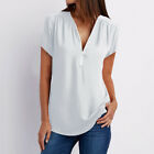 Women Ladies V Neck Baggy T Shirt Short Sleeve Blouse Casual Work Tunic Tops AUS