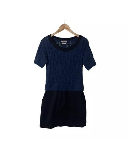 Moschino Boutique blu navy nero maglia maglione abito combinato US 6