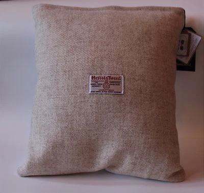 Handmade 13" Oatmeal Harris Tweed Cushion - Image 1 of 4