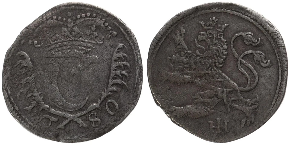 Old German States - Hesse-Kassel 1 Albus 1680 - Silver, 1.5g, Ø 19mm Km#296 - Image 1 of 1