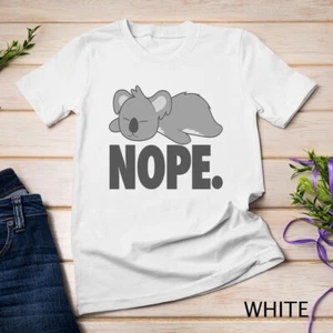 Nope Lazy Koala Cute Lazy Animal Lovers Gift Unisex T-shirt - Picture 1 of 15