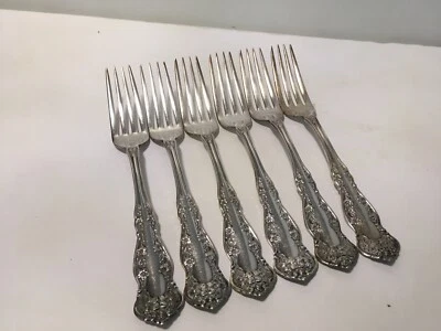 Wm Rogers Silverplate Violet Flatware Set of 6 Dinner Fork 7 3/8"  No Monogram - Image 1 of 4