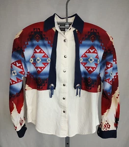 VTG Roughrider Circle T  Cowgirl Western Rodeo Shirt Womens S/M Button Up Concho - Picture 1 of 15