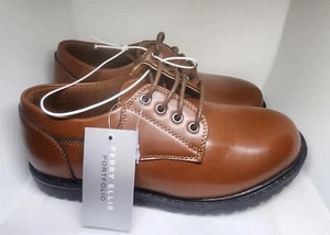 Perry Ellis Portfolio Santiago Brown Dress Shoes Boys Size 1 New - Picture 1 of 6