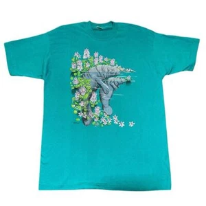 Vintage Fruit of the Loom Single Stitch Manatee Shirt Teal Size XL - Bild 1 von 7