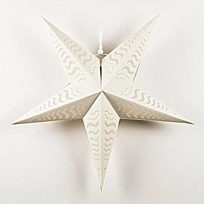 Linterna estrella de papel recortado olas de marea blancas lisas de 24", decoración colgante Foto 1 de 2