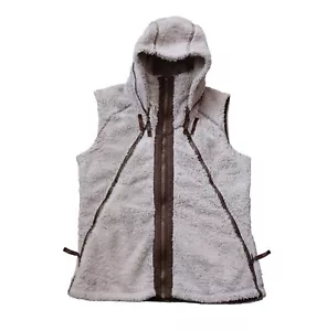 Kuhl Vest Womens M Beige Stone Hoodie Soft Flight Fleece Born In The Mountains - Picture 1 of 20