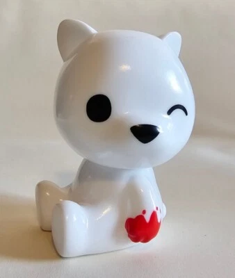 Luke Chueh Hello Lukey 白色 Boody Bear 3.5 英寸 Sofubi 软乙烯公仔。 签名版 — 第 1/3 张图片