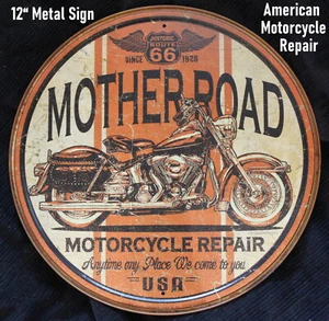 Mother Road Route 66 Motorcycle Repair Made in USA 12" Tin Sign ad  - Picture 1 of 4