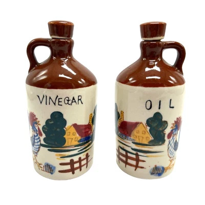 Juego de mesa vintage de vinagre y aceite Relco hecho en Japón - escena de granja Foto 1 de 4