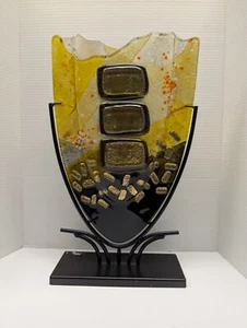 Jarrón con soporte de vidrio fundido arte jazmín en forma de V - Imagen 1 de 5
