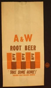 1970s Era A&W Root Beer Take Some Home large advertising paper bag VINTAGE COOL- - Picture 1 of 1