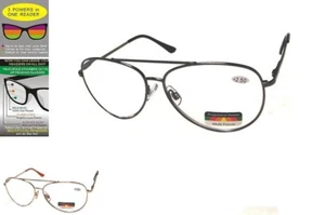AVIATOR Reading glasses no line bifocal progressive clear lens style new unisex - Picture 1 of 4