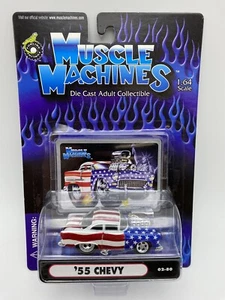Muscle Machines '55 Chevy Red White Blue 02-80 1:64 Scale FREE SHIPPING - Picture 1 of 5