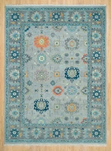 Silver & Gray Oushak Rug Hand Tufted Area Rug Handmade Faded Rug For Dining Room - Picture 1 of 10