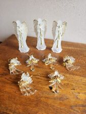 Lot of 9 Handpainted/Spun Glass Angel Ornaments Holiday Christmas Tree Decor