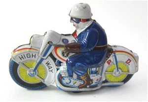 Tin Type Friction Police Toy Motorcycle 1950's Japan 8" Long 5" Tall. 5967 - Picture 1 of 5