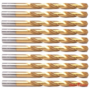 10PCS 1/2" Drill Bit Set HSS Titanium Jobber Length Twist Metal Drill Bits Tools - Picture 1 of 4