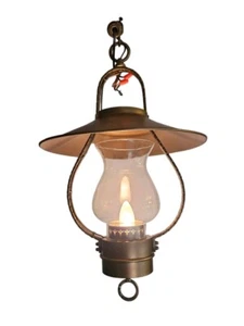 Vintage Rustic Gold/Matte Brass Hanging Lantern Pendant Light 25" - Picture 1 of 9