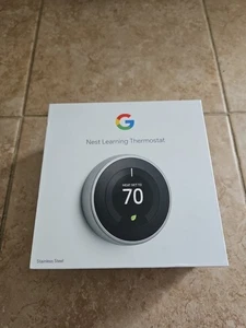 Google Nest 3rd Generation Learning Thermostat T3007ES Stainless Steel - Picture 1 of 7