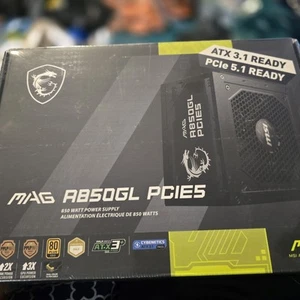 MSI MAG A850GL PCIE 5.1 & ATX 3.1 Game Power Supply Full Modular MAGA850GLPCIE5 - Afbeelding 1 van 8