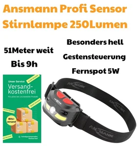 Ansmann HD250RS LED Profi Akku Sensor Stirnlampe 250lm 51M 9h +hell 5W Fernspot - Bild 1 von 4