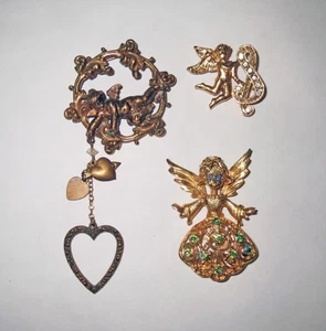 Antique Angel JEWELRY LOT - STATEMENT 1928 ART NOUVEAU BROOCH Collection - Picture 1 of 6