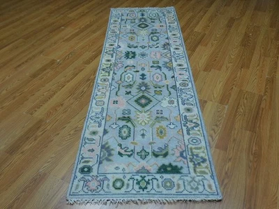 Turkish Oushak Rug,Modern Multicolored Area Rug, Handmade Bohemian Rug 2.7x8 Ft - Image 1 of 4