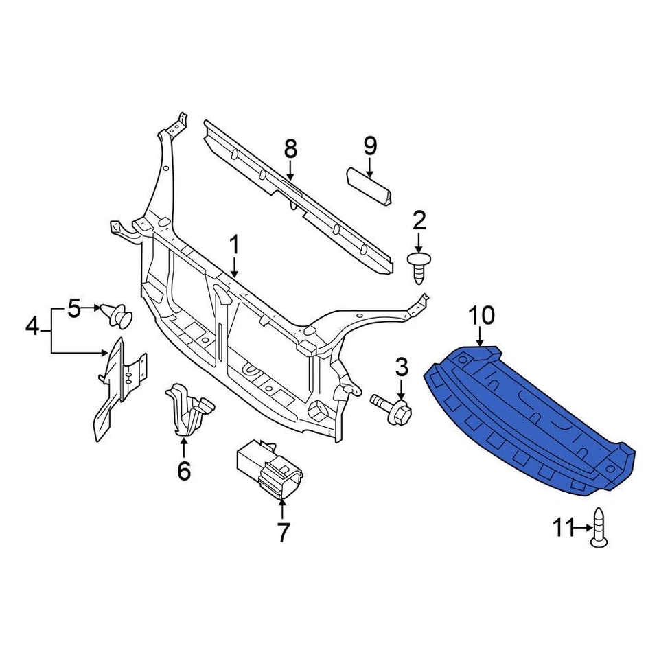 For Nissan Sentra 07-12 Nissan 75892ET000 Front Radiator Support Splash Shield Foto 1 de 1