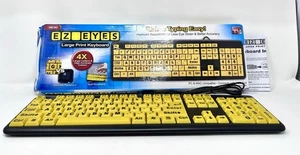 Large Print Keyboard Yellow & Black High Contrast Keys Open Box EZ Eyes - Picture 1 of 4
