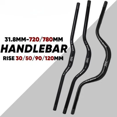 Mountain Bike Handlebar 31.8x720/780mm MTB Riser Handlebar 30/50/90/120mm Parts - Image 1 of 4