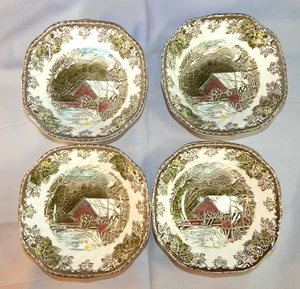 Johnson Brothers Friendly Village 4 Square Cereal Bowl Soup Covered Bridge 6.25" - Picture 1 of 6