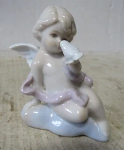 Russ Berrie Angel Figurine, Porcelain Miniature 3" Figurine, Angel With Bird - Picture 1 of 7