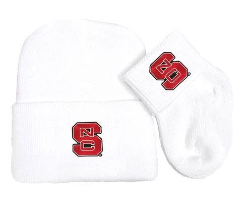NC State Wolfpack Newborn Baby Knit Cap and Socks Set Cover