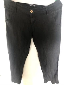 Damen Micky Leinen Low Waist Hose In Schwarz Größe M/2 Made In Italy - Bild 1 von 12