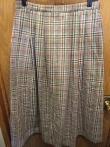 WOMENS COUNTRY SUBURBANS WOOL LINED MULTICOLORED PLAID SKIRT SZ WAIST FLAT 14" - Picture 1 of 5