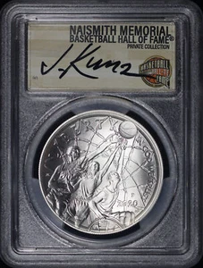 Salón de la Fama del Baloncesto 2020-P $1 Plata Conmemorativo PCGS MS-70 FDI Letrero Kunz. - Imagen 1 de 2